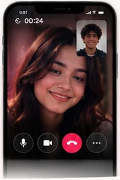 A video call in progress with call controls